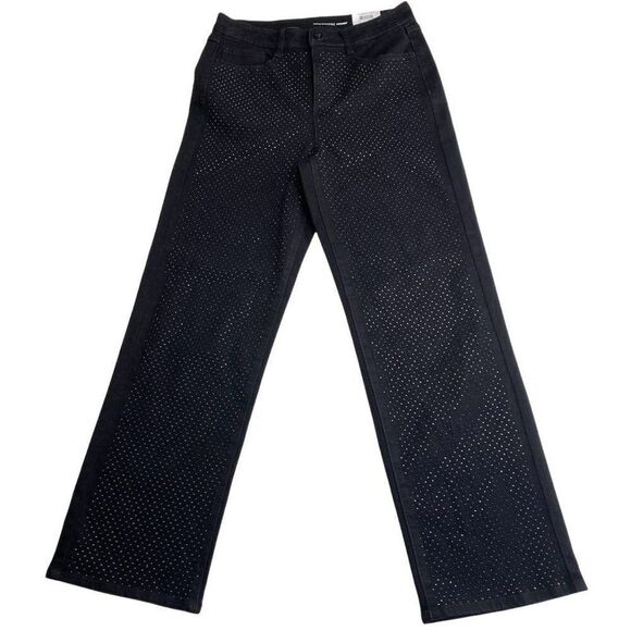 INC Rhinestone Jeans Women's 27 SMALL Black High-Rise Straight Pockets NWOT - Picture 3 of 16
